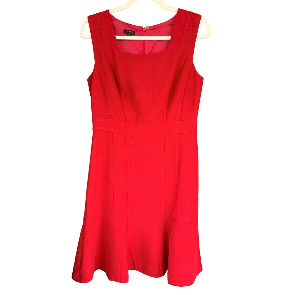 Talbots Women's Red Sleeveless Fit and Flare Party Dress Size 6‎ Career